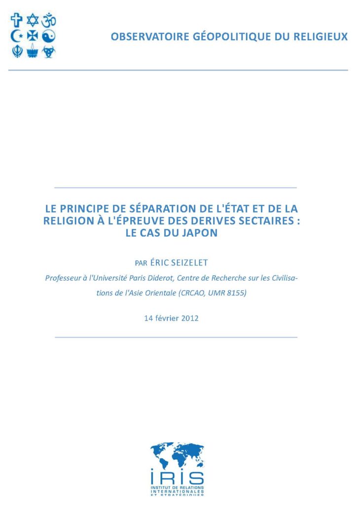 Le principe de séparation de l’État et de la religion à l’épreuve des dérives sectaires : le cas du Japon
